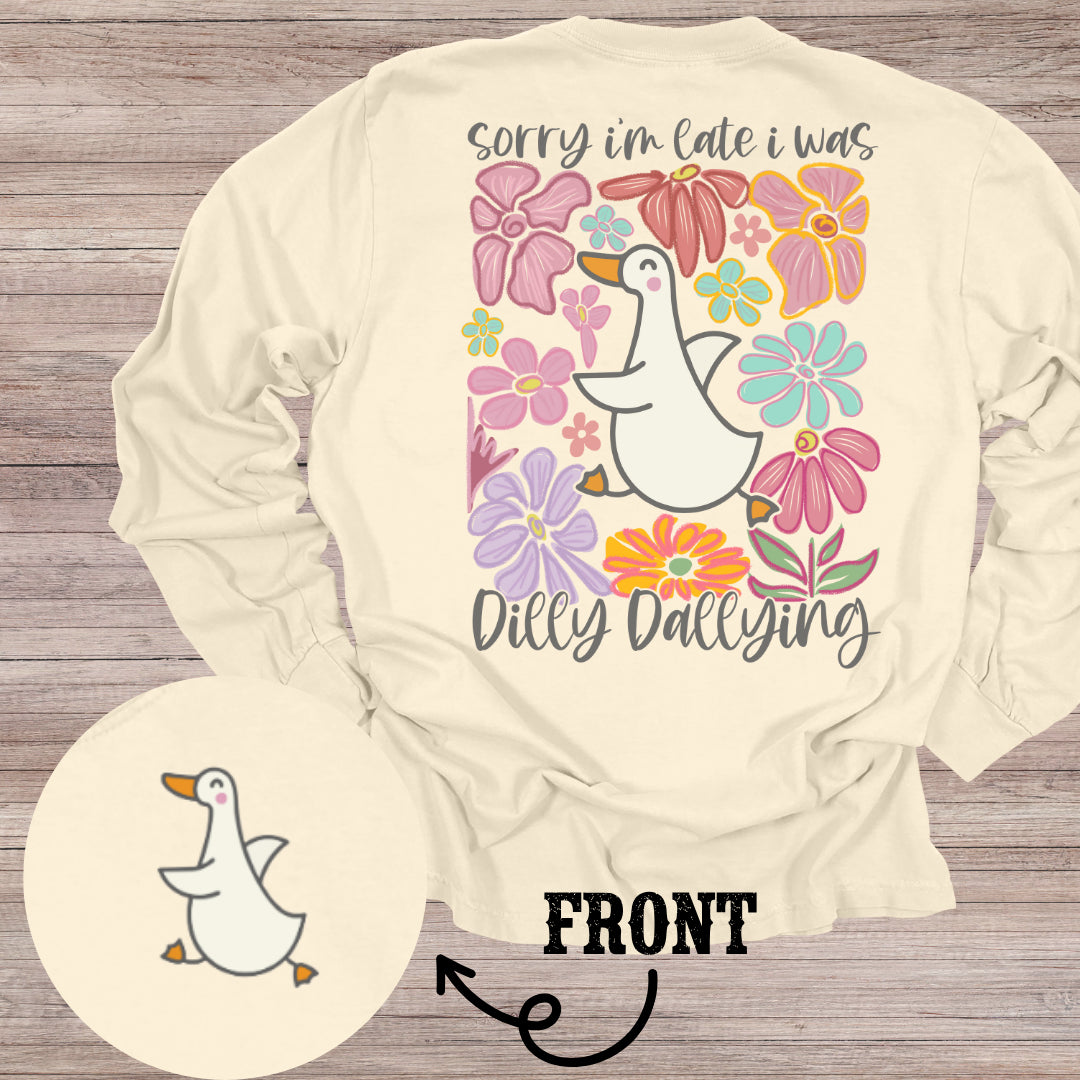 Dilly Dallying Goose – funny graphic tee from The Sassy Saddle, made in Kansas