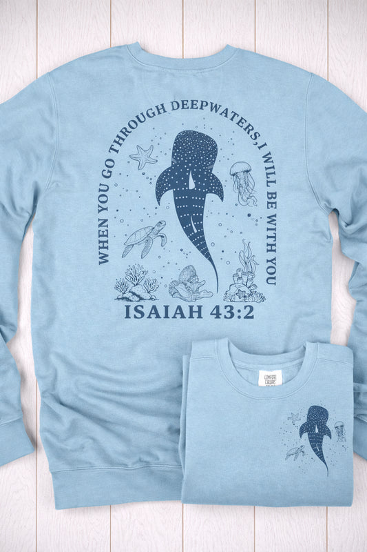 Deep Waters Isaiah 43:2 Whale Shark Sweatshirt