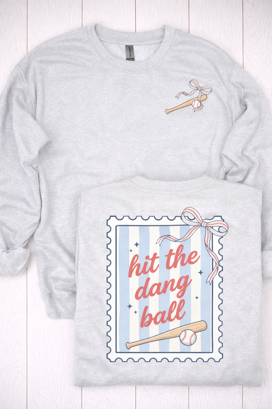 Coquette Baseball Bow Pocket Crewneck