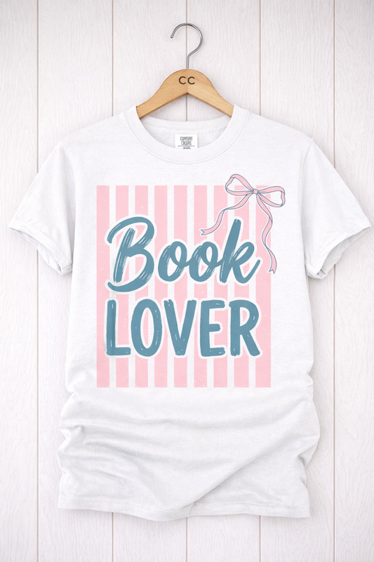 Book Lover Striped Bow Tee